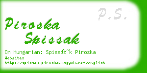 piroska spissak business card